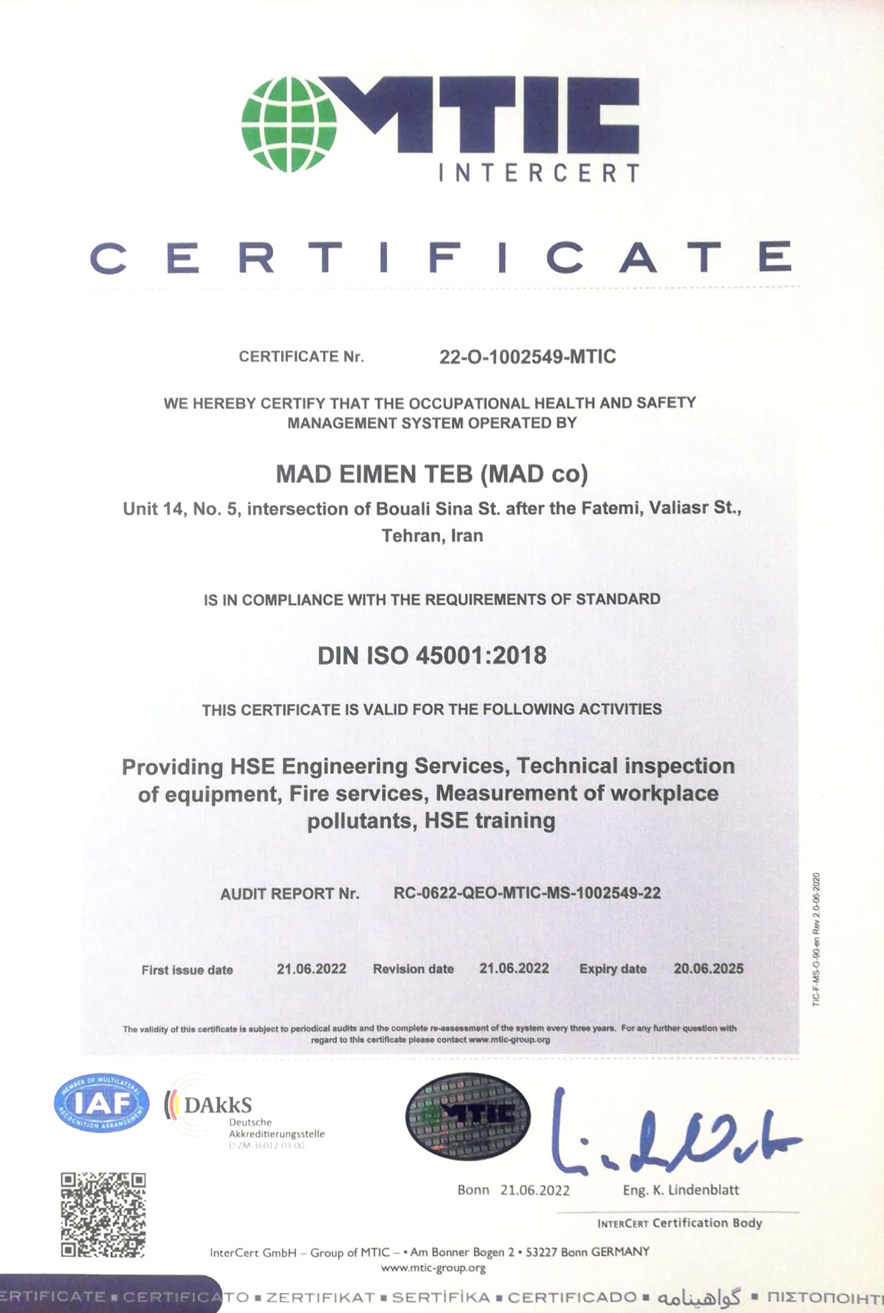 ISO 45001- MADCO